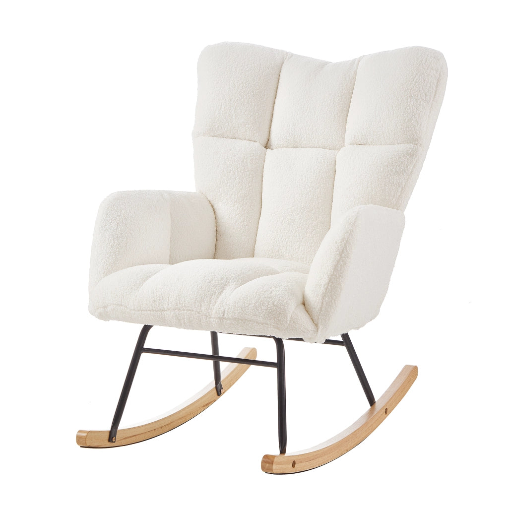 Poltrona a Dondolo Scandinava ¨C MINIMAL ¨C Legno e Metallo, 69x89x101 cm