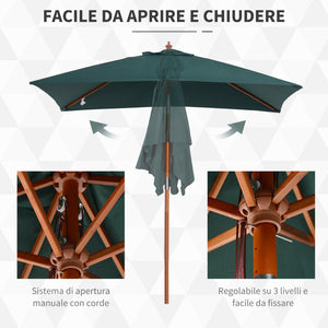 Ombrellone da Giardino Rettangolare 2x1,5m  Mauritz Verde