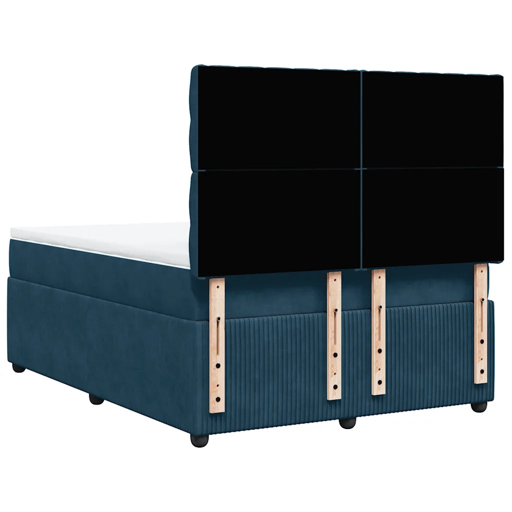 Giroletto a Molle con Materasso Blu Scuro 140x200 cm in Velluto