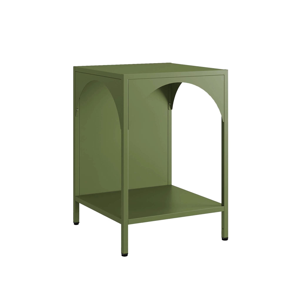 Comodino, tavolino industriale, verde kaki
