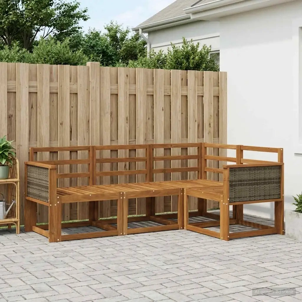 Set di divani da esterno 4 pcs Naturale