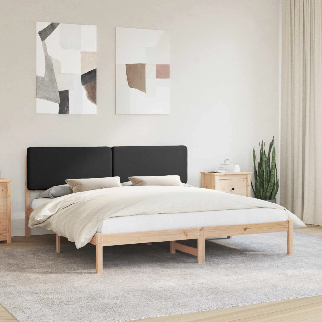 Letto con Testiera Rivestita Nero 200 x 200 cm Pino massello 3405564