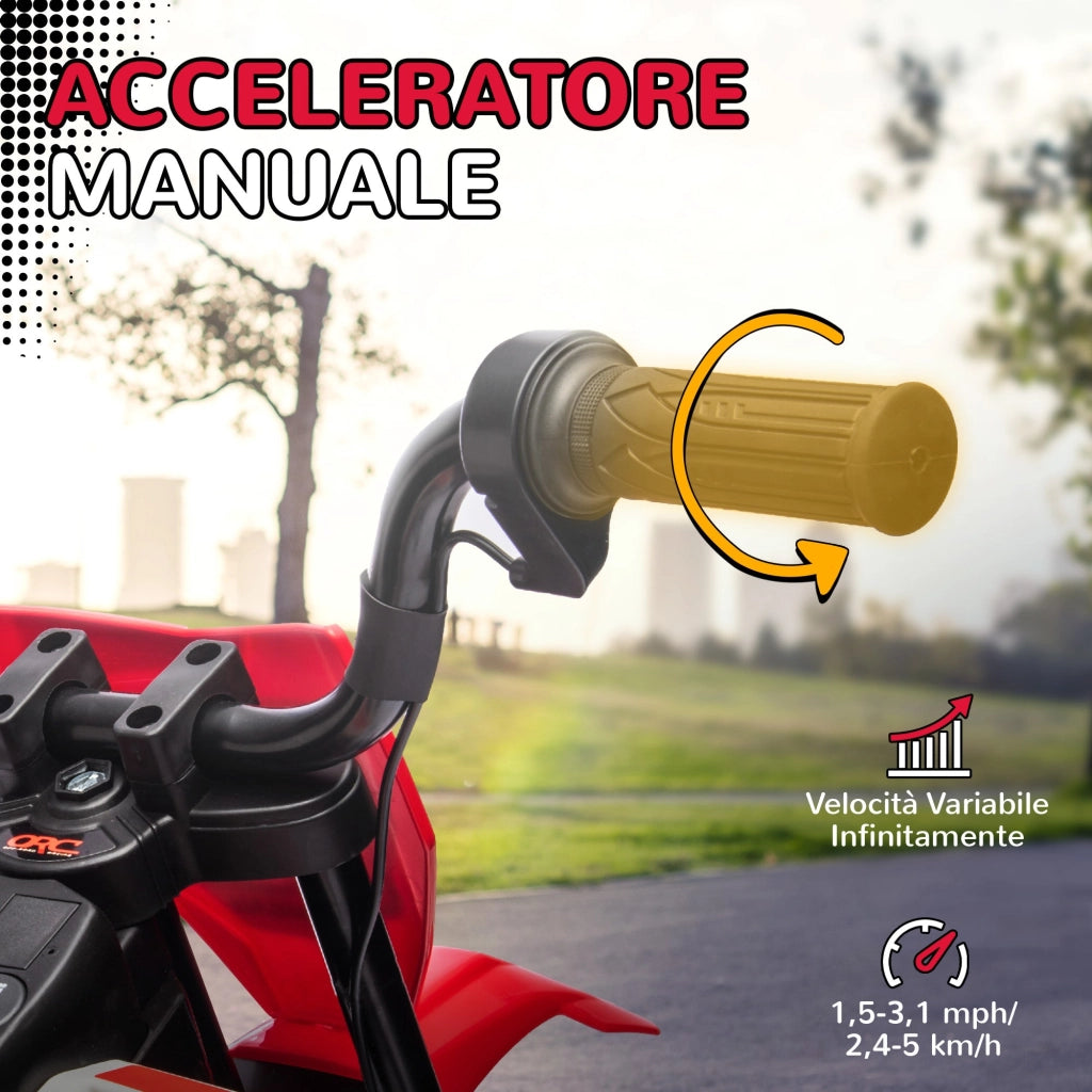 Moto Elettrica per Bambini con Rotelle e Indicatore di Carica Rosso