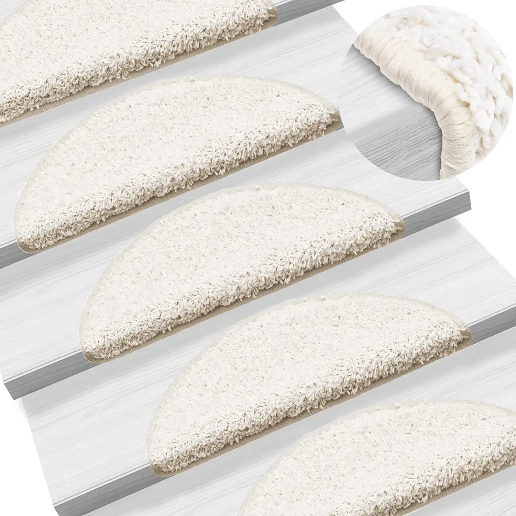 Tappetini per scale 15 pz 56x17x3 cm Bianco Semicircolari 133898