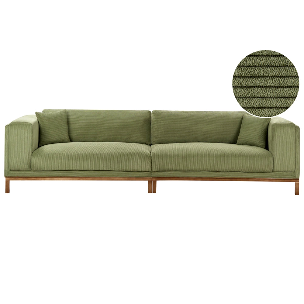 Divano moderno in tessuto di corda verde 4 posti con gambe in legno stile moderno