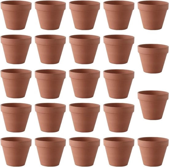 24 Vasi di Terra Cotta Piccoli con Fusto di Scarico - Mini Vasi di Terra per Piante e Decorazione