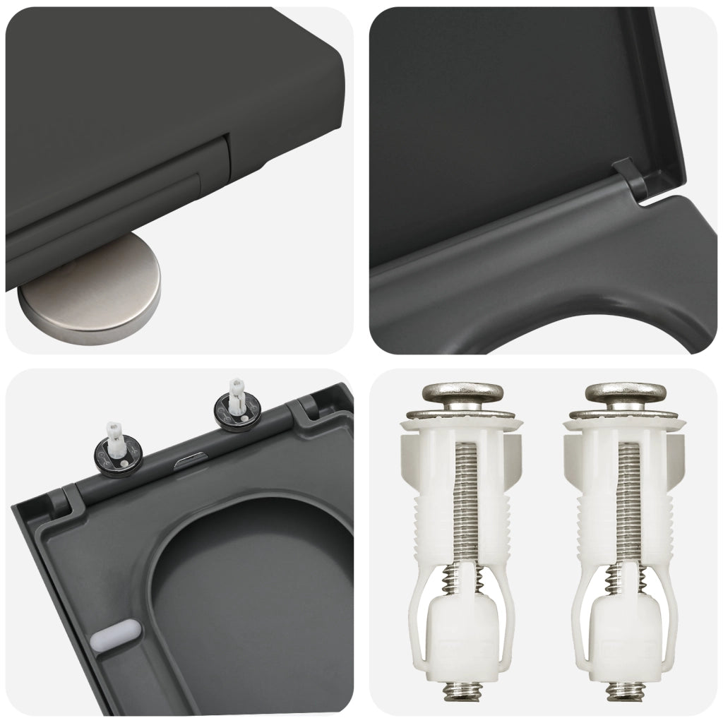 Sedile del WC a rilascio rapido con chiusura morbida in Duroplast Antracite