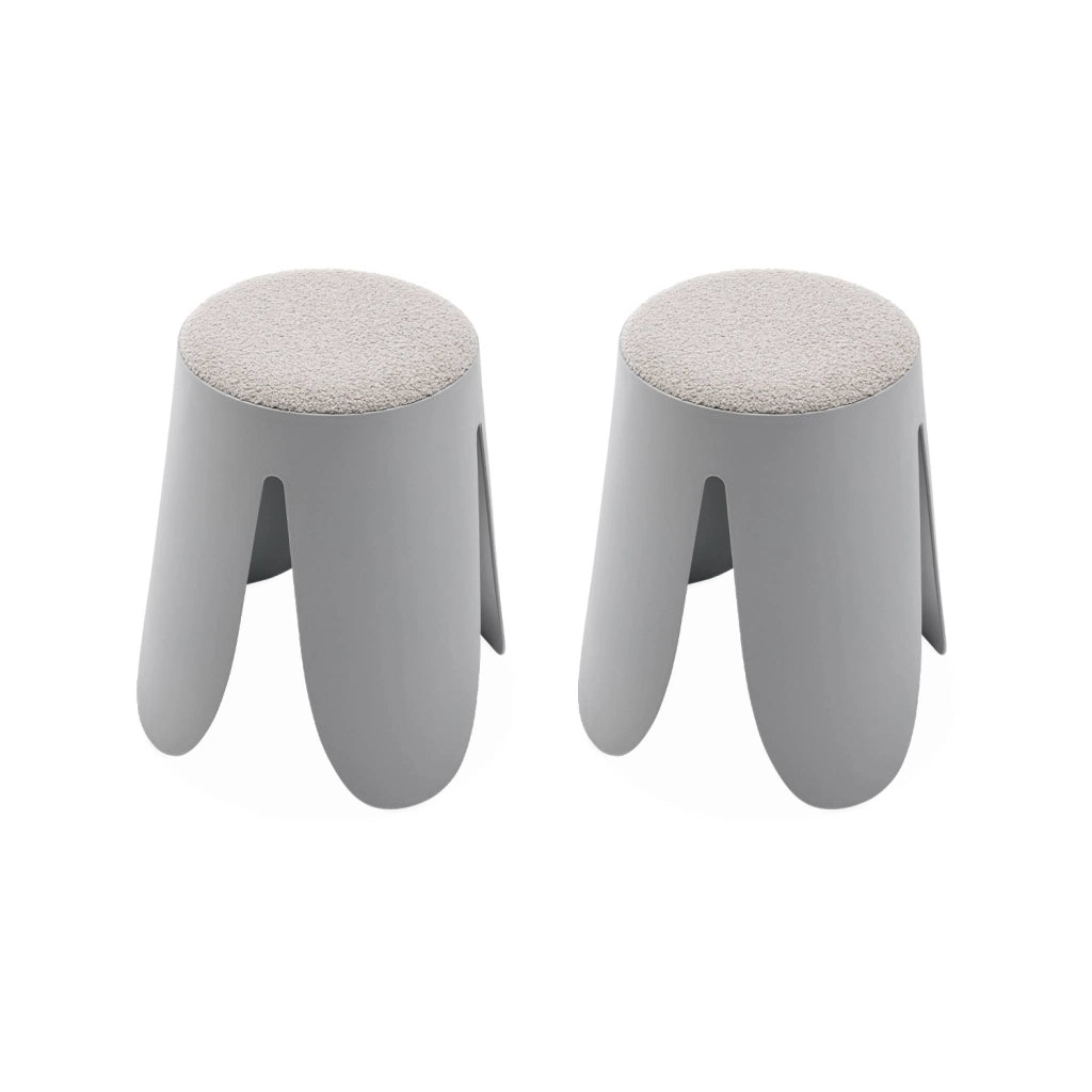 Set 2 sgabelli impilabili in bouclé, grigio chiaro