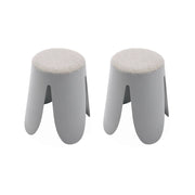 Set 2 sgabelli impilabili in bouclé, grigio chiaro