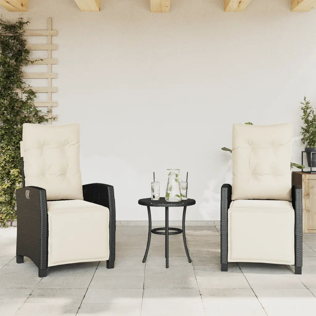 Set da Bistrò 3 pz con Cuscini Nero in Polyrattan 365248