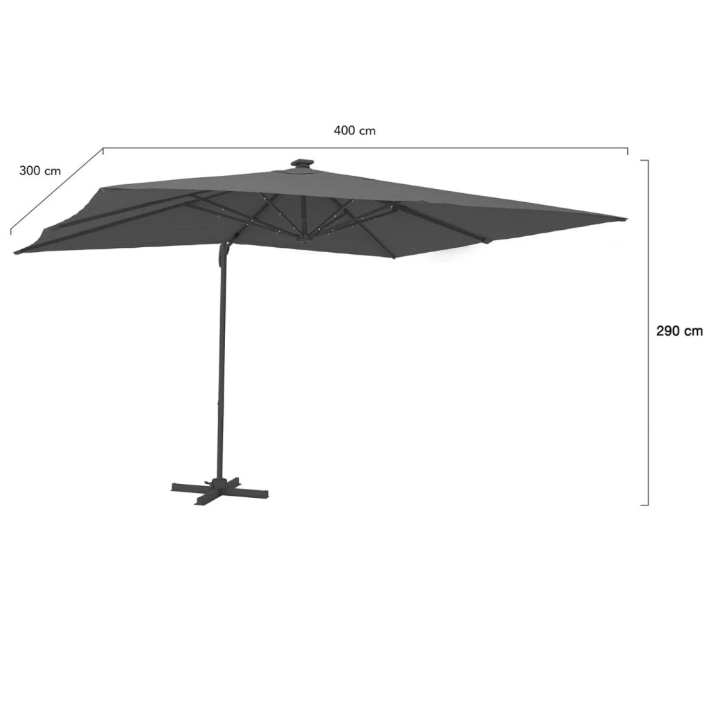 IDMarket - CALVI LED grigio 3x4 M parasole inclinabile a 360° con copertura