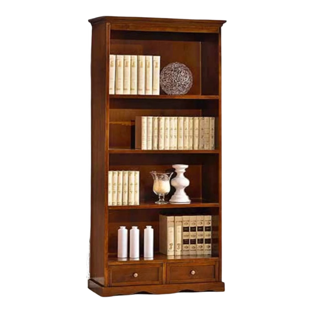 Libreria legno tinta noce arte povera 88x38x188 - Mobili 2G