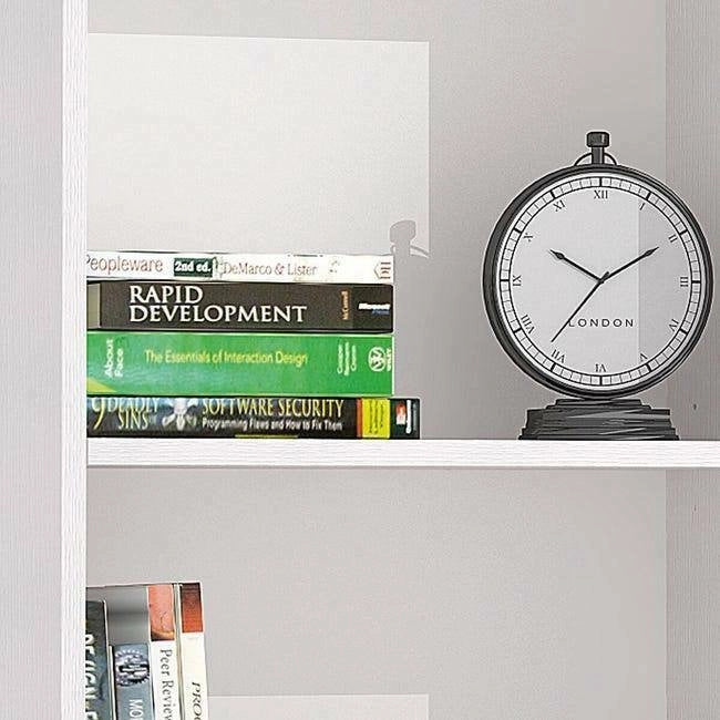 Libreria Aky, Biblioteca a 3 ripiani regolabili, Scaffale per libri, Mobile da parete con ripiani, Made in Italy, Cm 60x30h130, Bianco