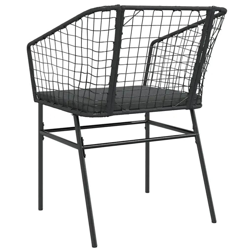 Sedie da Giardino con Cuscini 2 pz | Sedie da Esterno Nere in Polyrattan