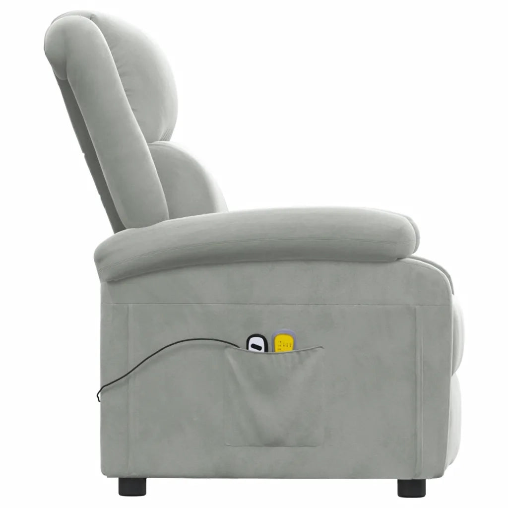 Poltrona Massaggiante Elettrica Grigio Chiaro in Velluto 3098404
