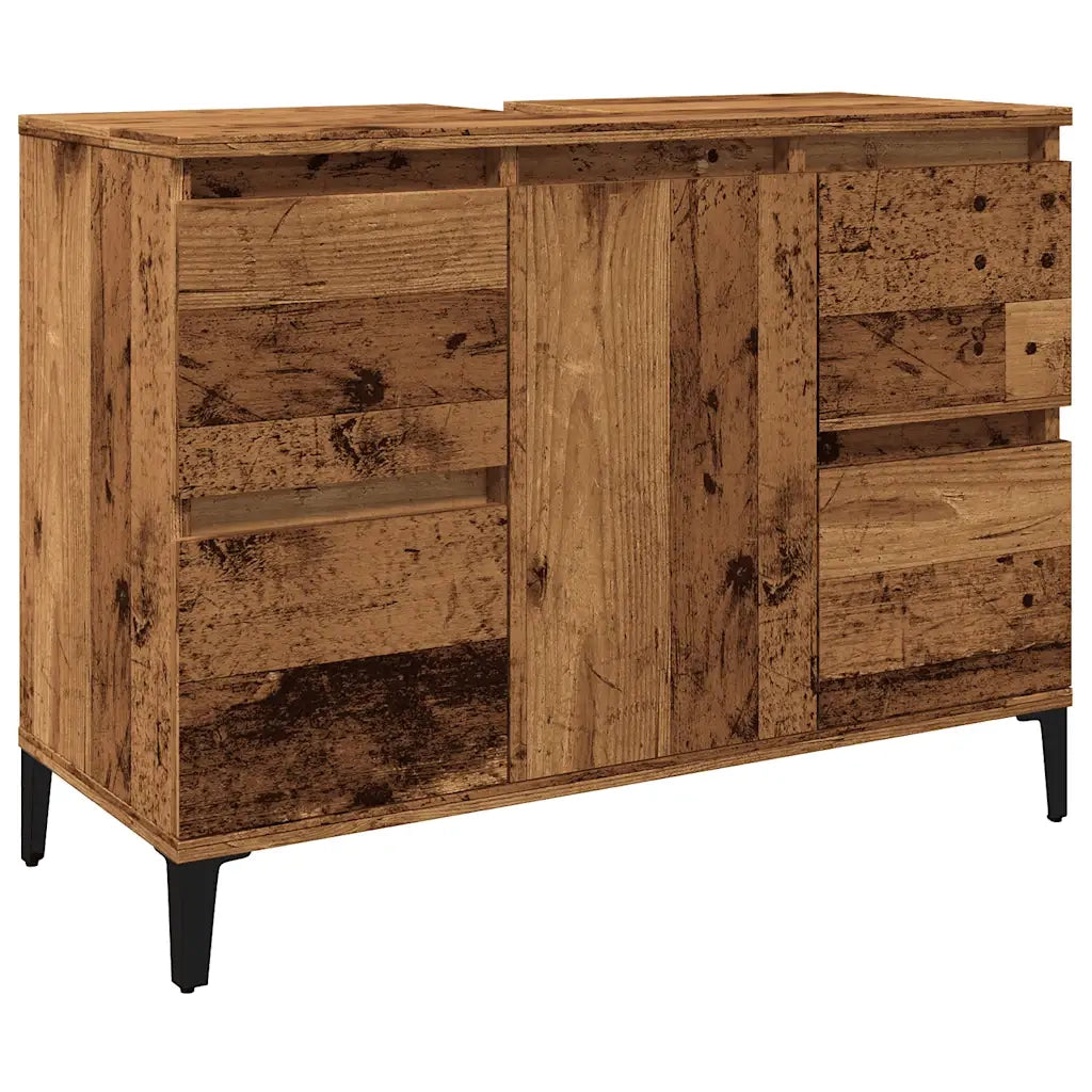 Mobile Lavabo Legno Antico 80x33x60 cm in Legno Multistrato 857129