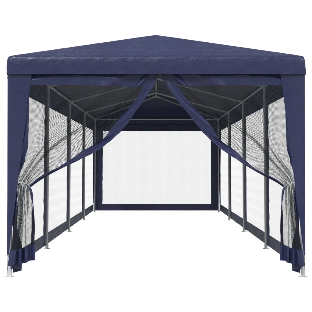 Tenda per Feste con 10 Pareti Laterali in Rete-Tenda da campeggio Blu 3x12 m HDPE