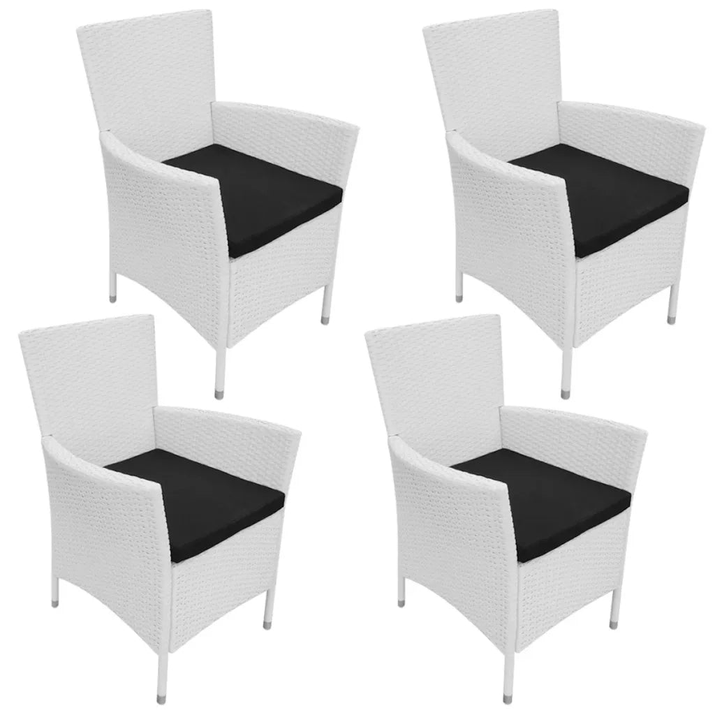 Set da Pranzo da Giardino 5 pz | Set Salotto da Giardino in Polyrattan Bianco Crema
