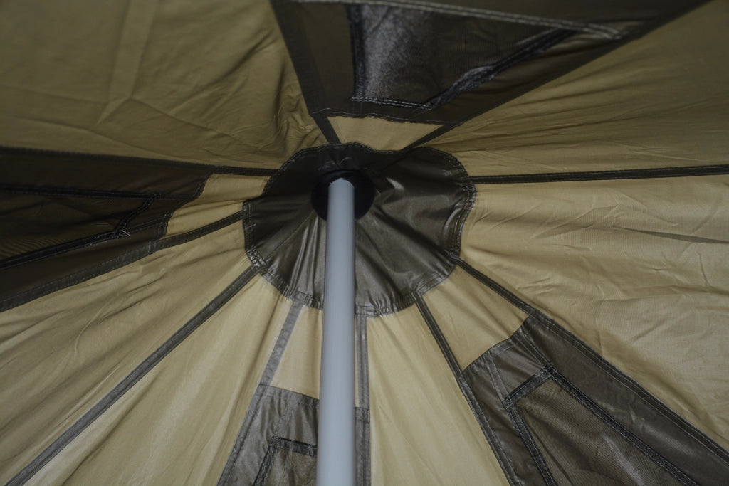 Tenda A Campana Per Campeggio 300 X 300 X 200 Cm In Poliestere Verde Scuro Con Apertura Per Stufa