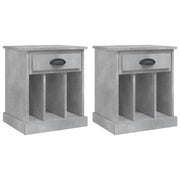 Set di 2 Comodini | Armadio da Notte | Mobiletto da notte Grigio Cemento 43x36x50 cm