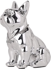 Sculptura di Cane Bulldog in Hars con Finitura Argentata (Zilver, M)