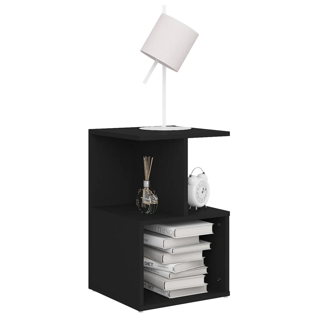 Set di 2 Comodini | Armadio da Notte | Mobiletto da notte Neri 35x35x55 cm in Legno Multistrato