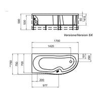 Guscio vasca 170 x 70 sx rettangolare serie genny con pannello
