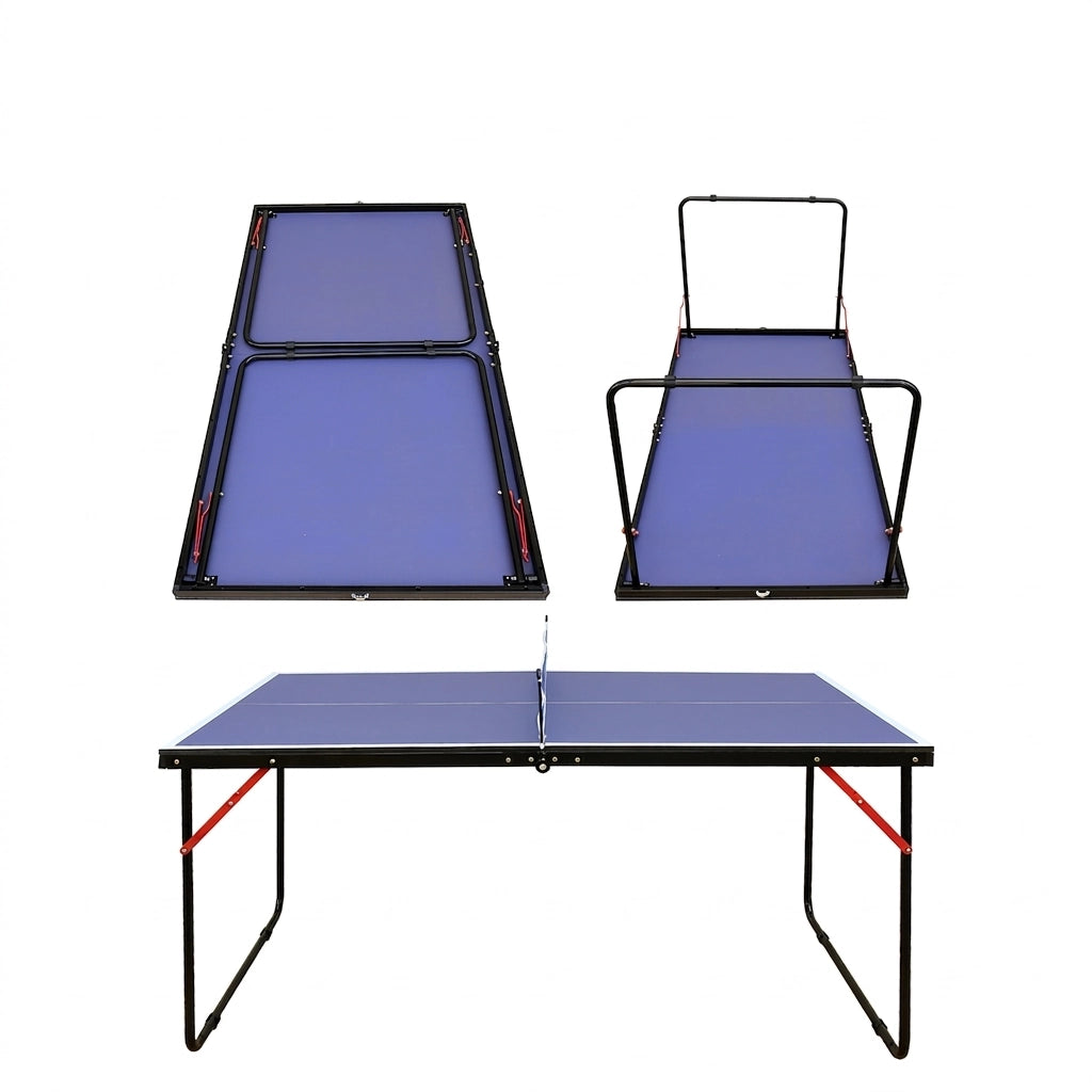 Tavolo da Ping Pong Pieghevole 137;2×76;2×68;6 cm con Rete; 2 Racchette e 3 Palline; Blu