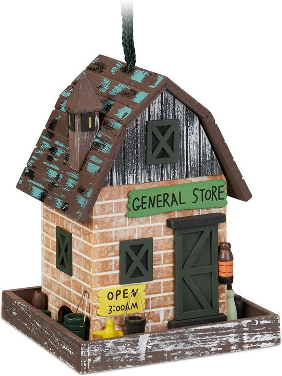 Casa degli uccelli appesa con tetto a coda di gallina in legno - decorazione per casa degli uccelli per giardino e balcone - colorata - 23x18x18cm Casa degli uccelli
