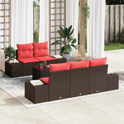 Set Divano da Giardino con cuscino 6 pcs Marrone polyrattan