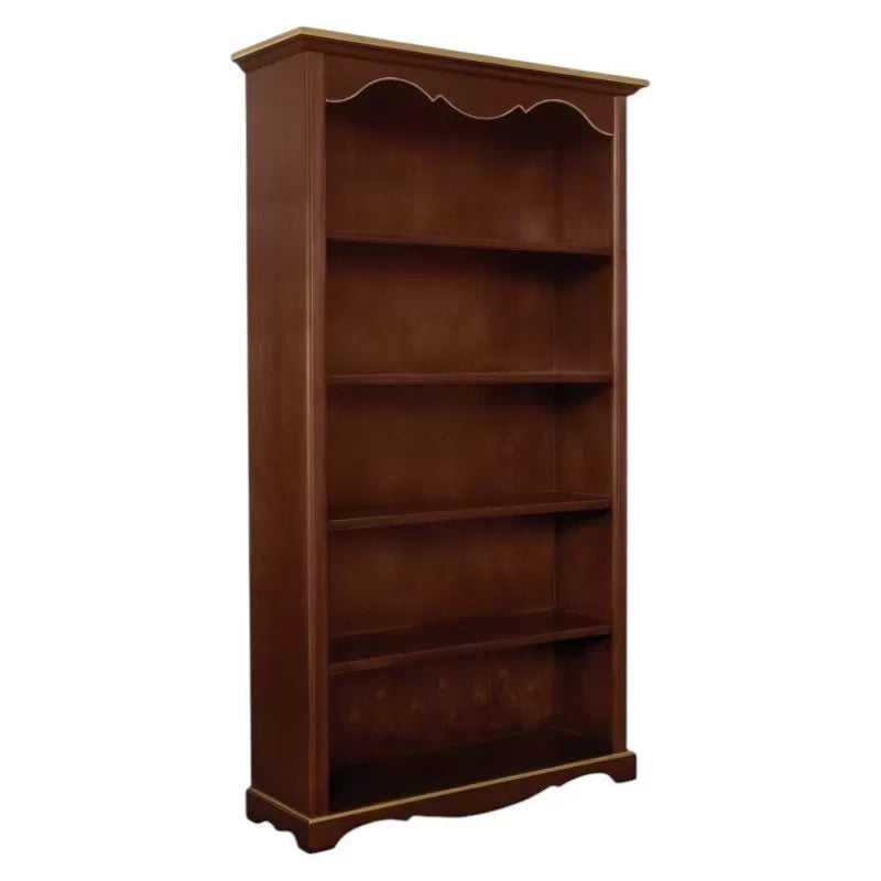 Libreria arte povera 5 ripiani legno tinta noce scuro filo oro 120x40x210 (514) - Mobili 2G
