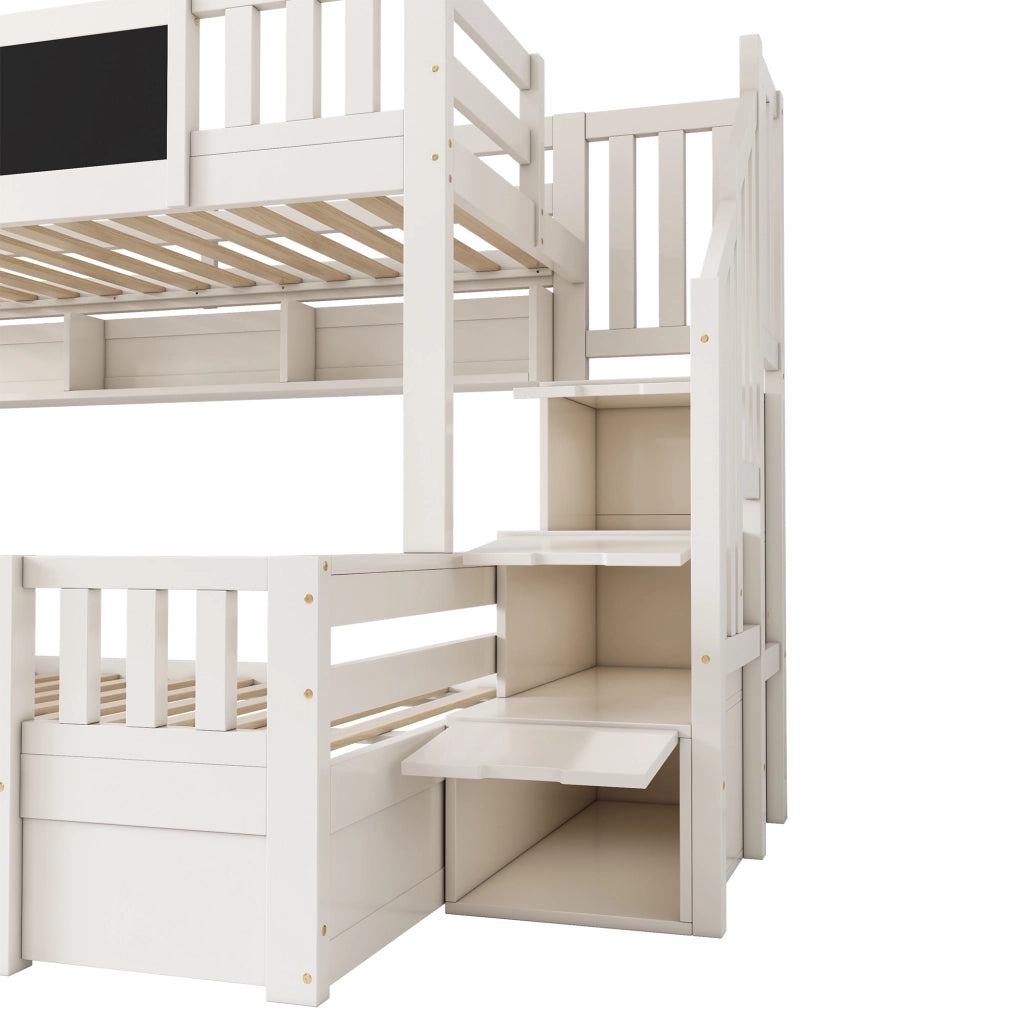 LETTO A CASTELLO PER BAMBINI 90x200 e 140x200 cm Legno Bianco con lavagna