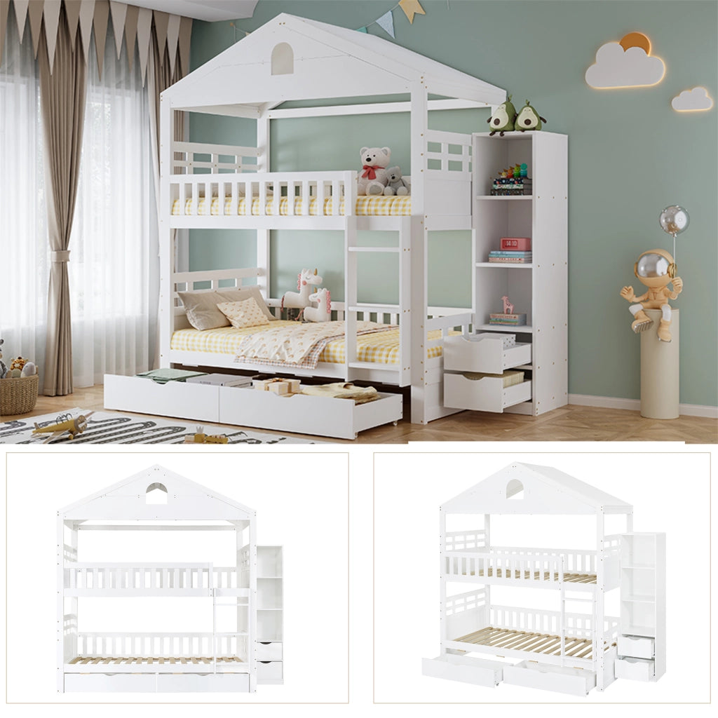 letto a castello in legno bianco 101 x 245 cm