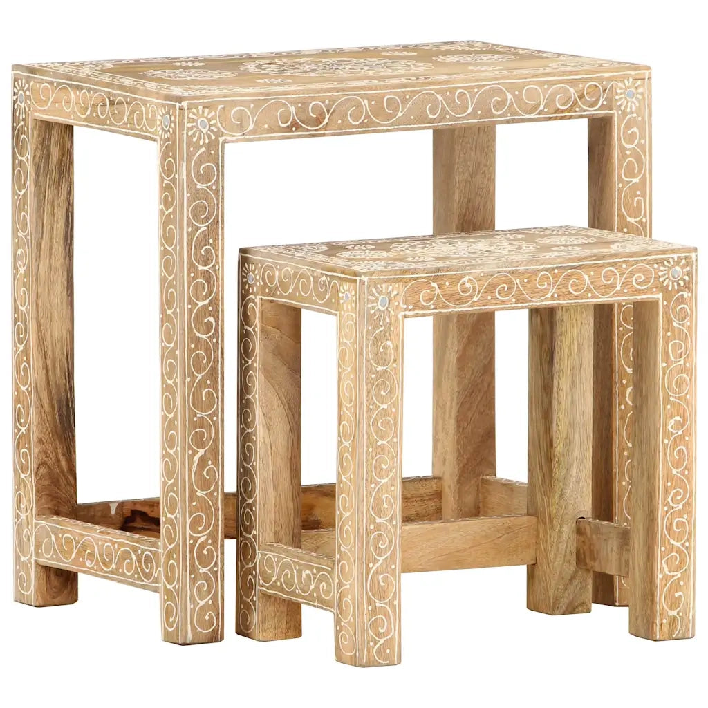 Set Tavolini da Salotto 2 pz in Legno Massello di Mango 285881