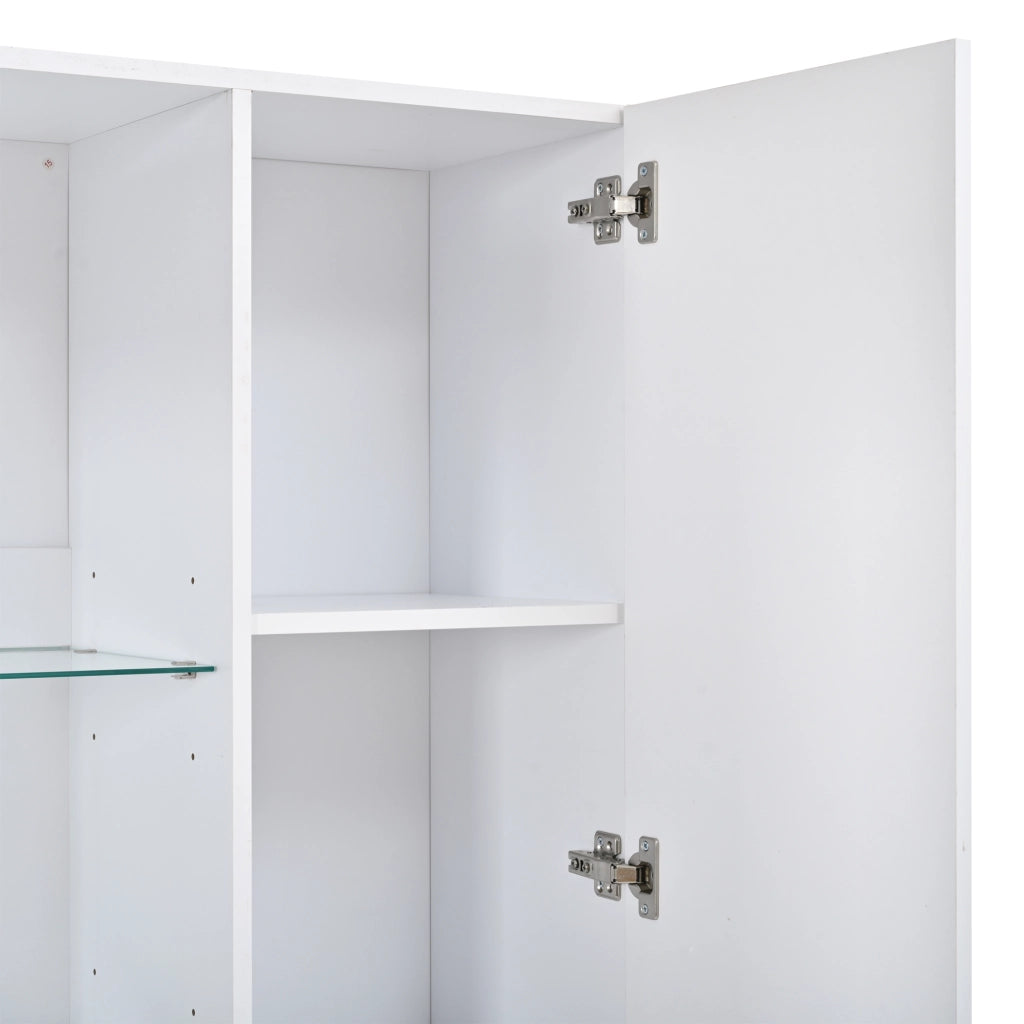 Vetrina 80x35x180 cm con LED Bluetooth in MDF bianca