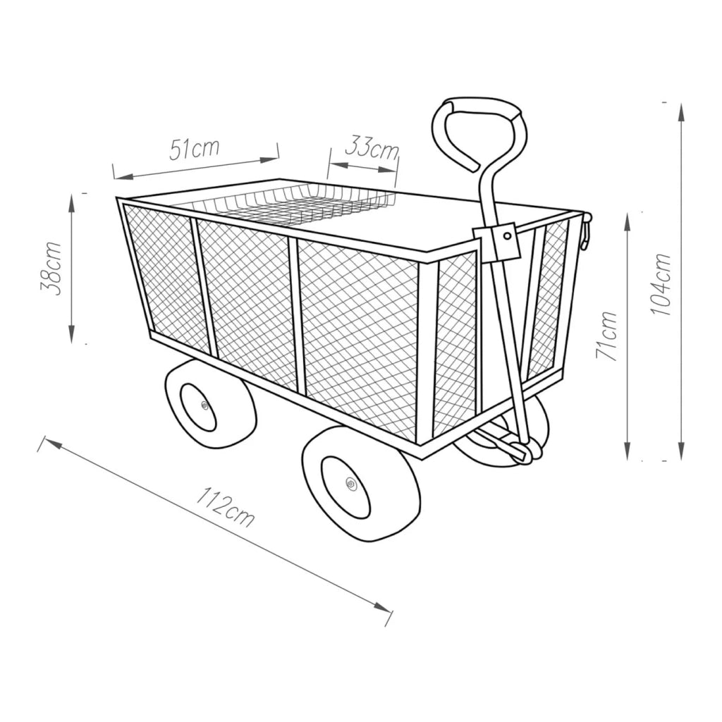 Carrello da giardino con sponde laterali pieghevoli portata 550 kg nero e giallo 03_0009217