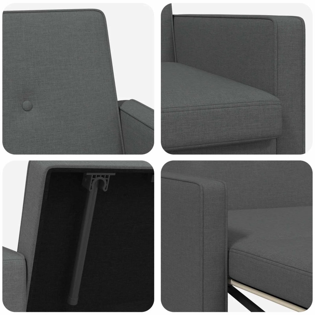 Divano Letto Estraibile Grigio Scuro Tessuto 42033339