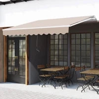 Tenda da Sole per Esterno a Bracci Avvolgibile con Apertura a Manovella, 295x200 cm, Beige