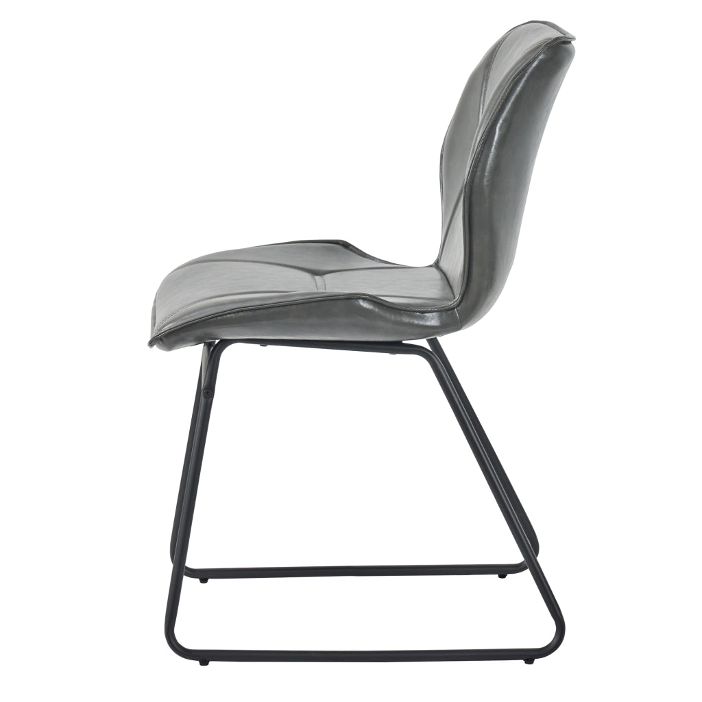 Sedie da Pranzo Set 2 Pezzi Imbottite ¨C MINIMAL ¨C Similpelle con Gambe in Metallo, Grigio