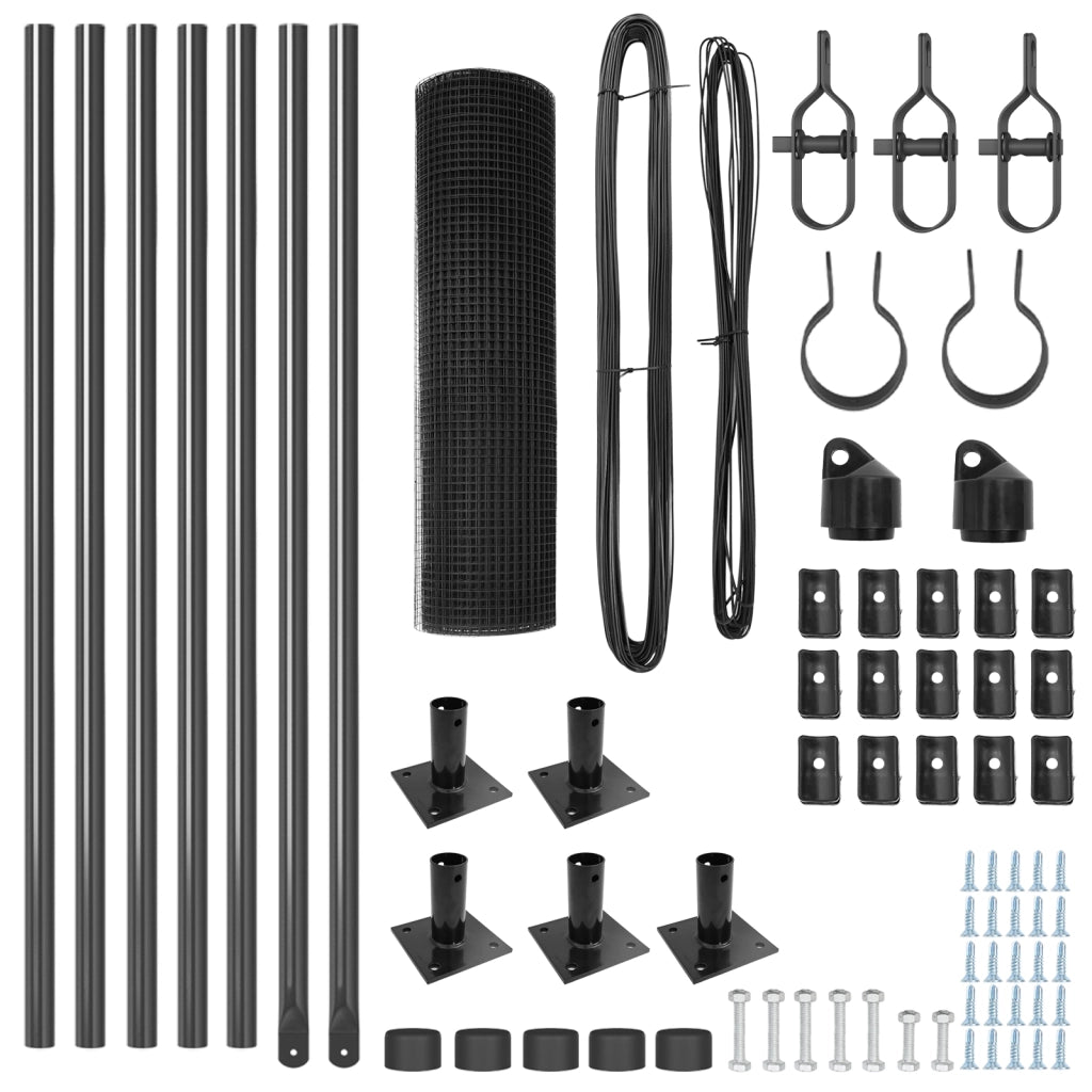 Set di Pali di Recinzione Set di 2 Grigio Acciaio 10 x 0.5 m
