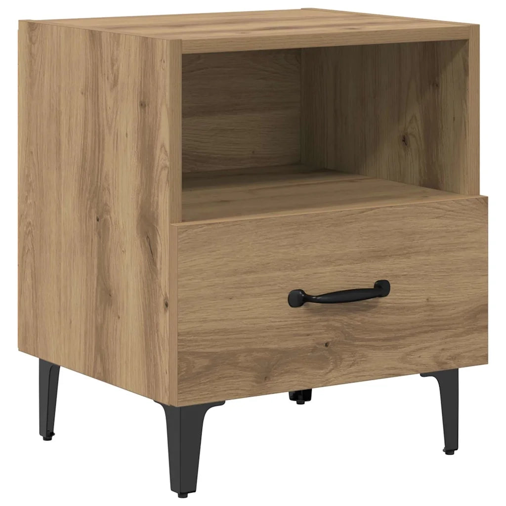 Set di 2 Comodini | Armadio da Notte | Mobiletto da notte Rovere artigianale 40 x 35 x 47,5 cm