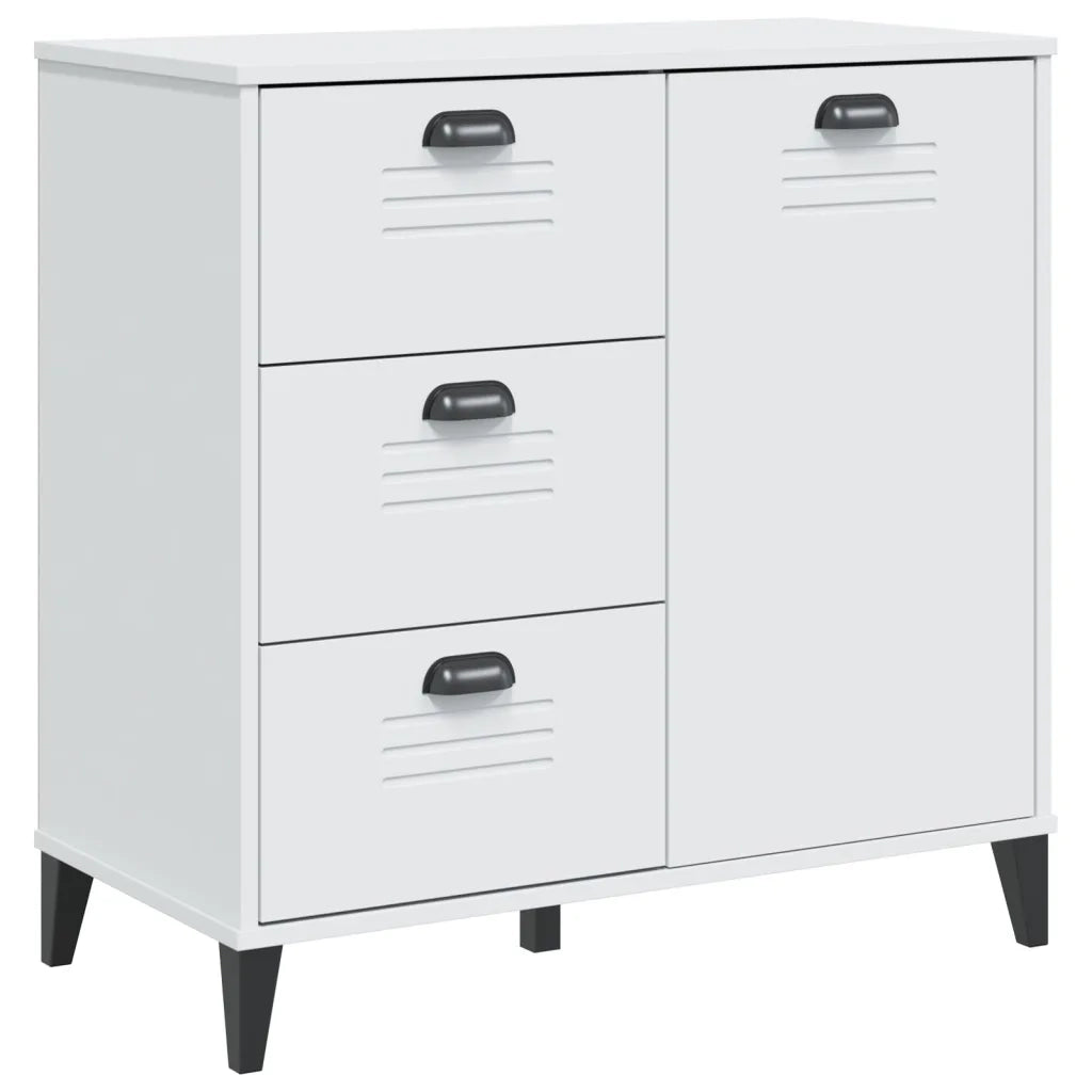 Credenza VIKEN Bianca 80x40x190 cm in Legno Massello di Pino 3207144