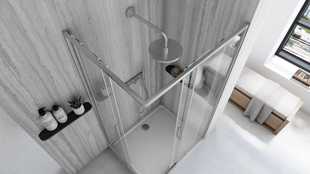 Cabina Doccia Rea City 80x100 Nickel Brush con piatto doccia Savoy