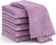 Set di asciugamani microfibra, assorbenti, lavabili, per pulire, auto, 6 pezzi, 30 x 30 cm, viola