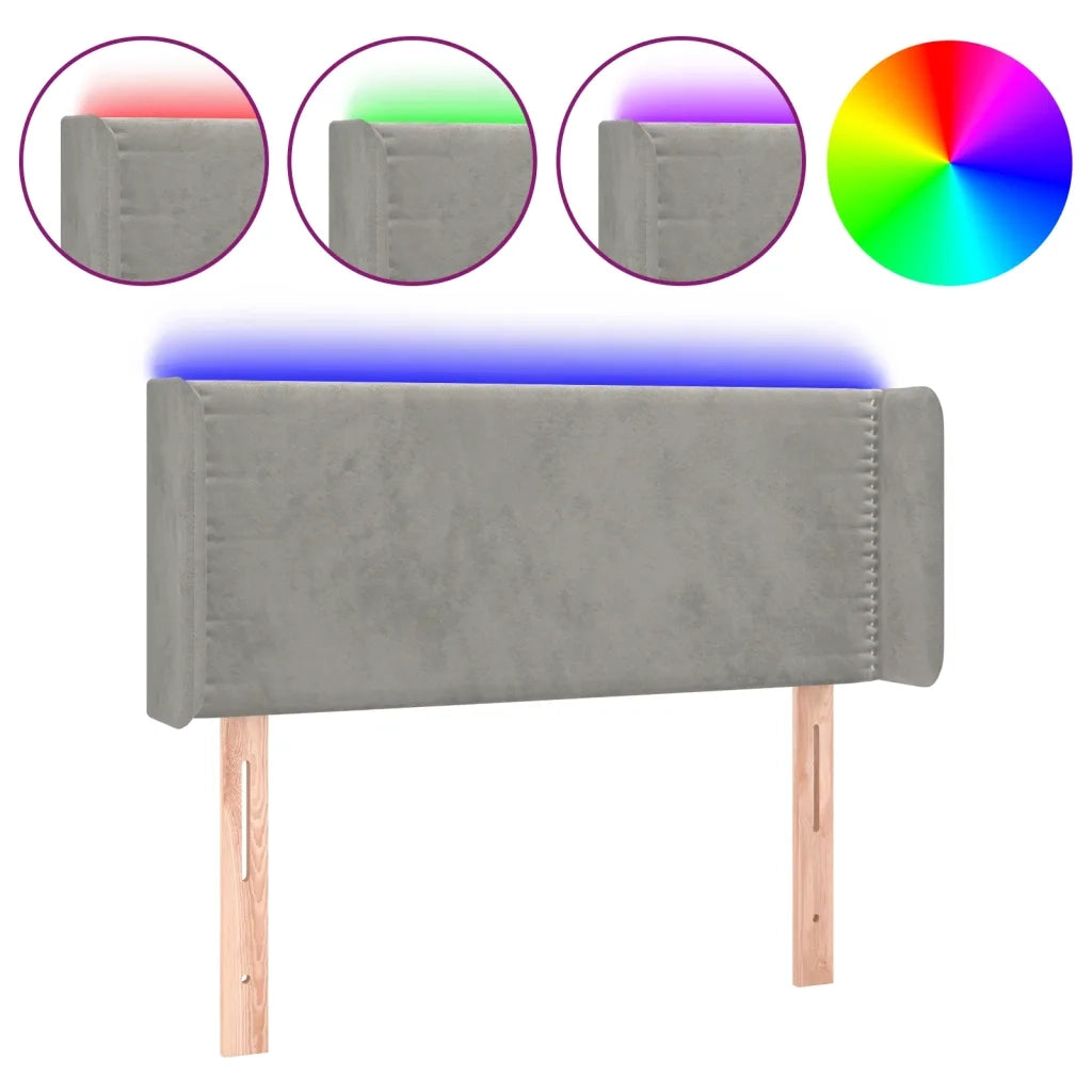 Testiera | Testata a LED Grigio Chiaro 83x16x78/88 cm in Velluto