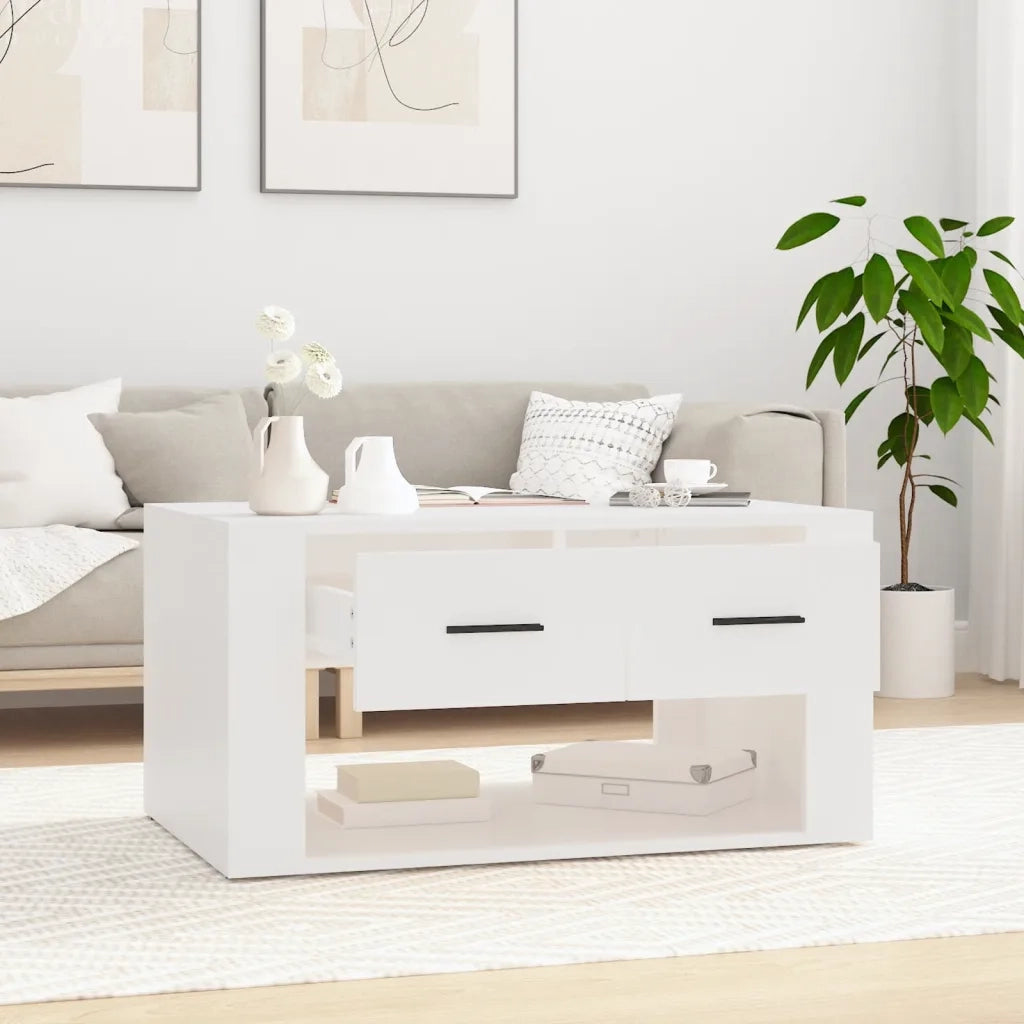 Tavolino da Salotto Bianco 80x50x40 cm in Legno Multistrato 816528