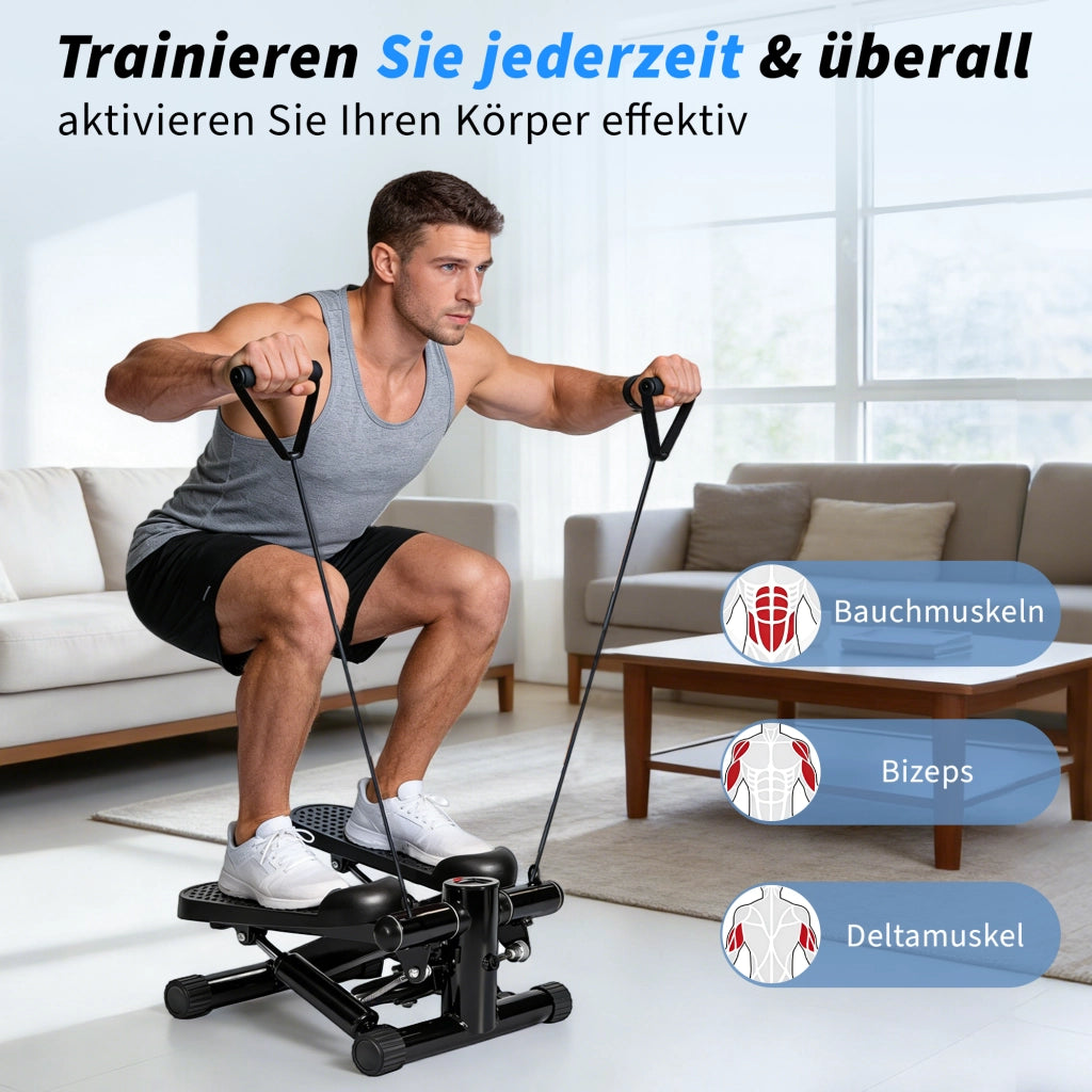 ZMH Mini stepper con fasce di resistenza e schermo LCD resistenza regolabile, ideale per allenamenti a casa e in ufficio