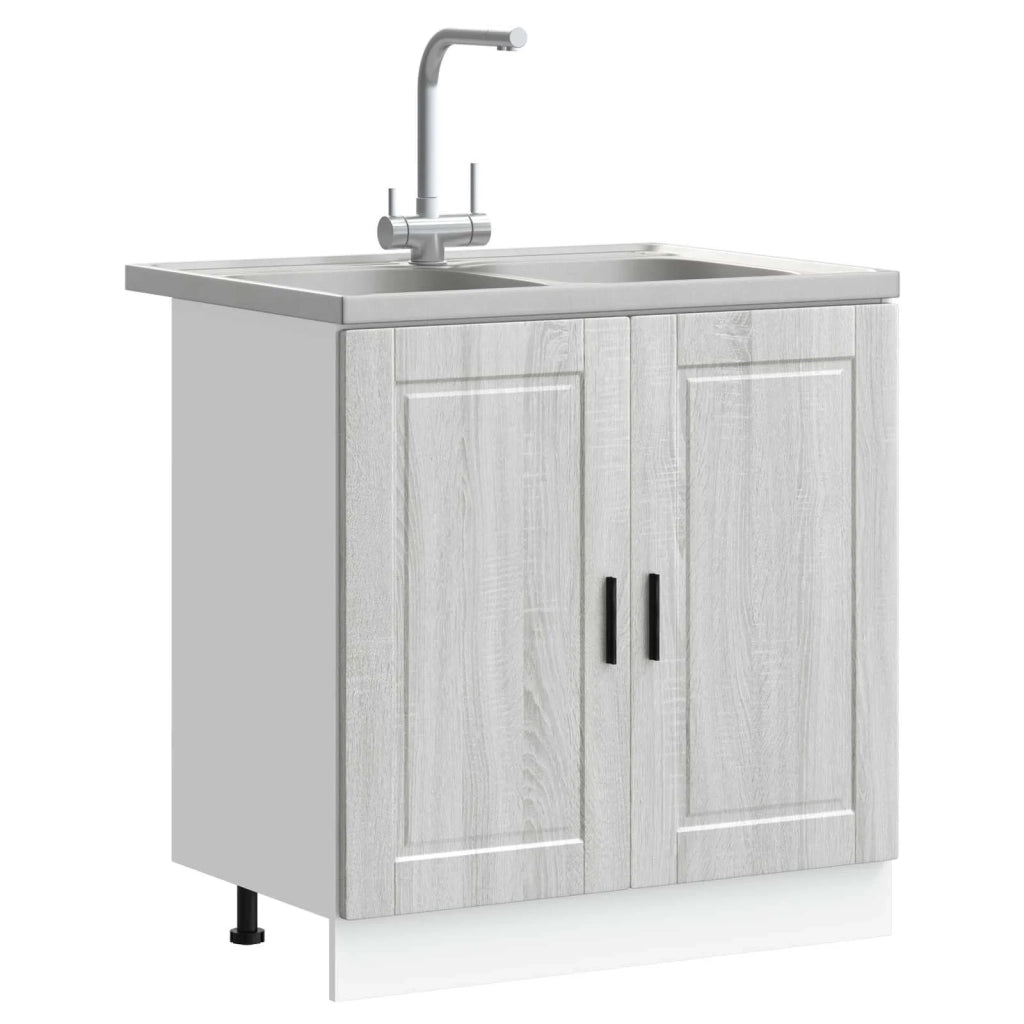 Mobiletto per lavabo con porta-Armadietto da bagno Porto Grigio 80 x 46 x 81,5 cm