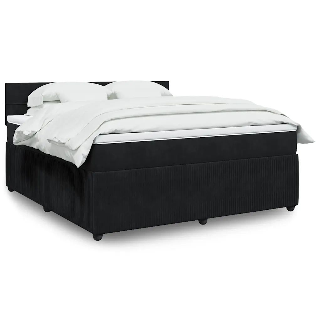 Giroletto a Molle con Materasso Nero 180x200 cm in Velluto 3290108