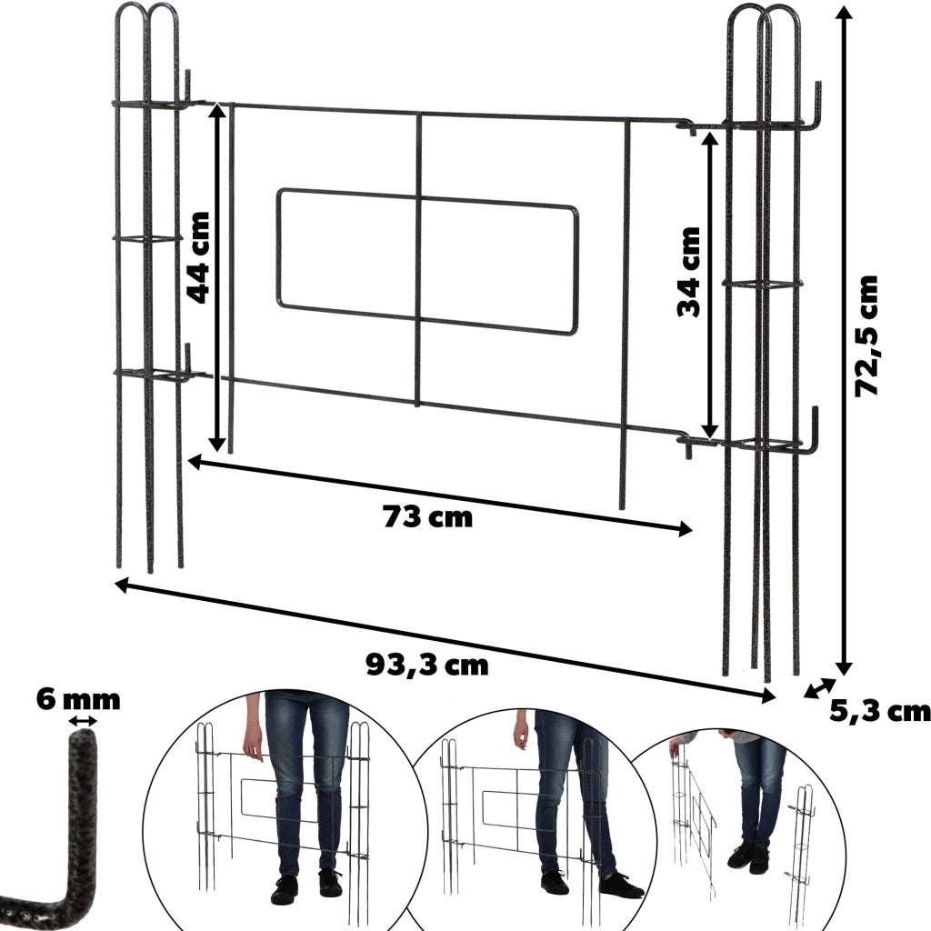 Cancello da giardino KADAX, pannello in metallo per recinzione con pali 93x72cm
